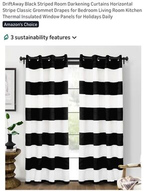 Black & White Striped Grommet Curtains